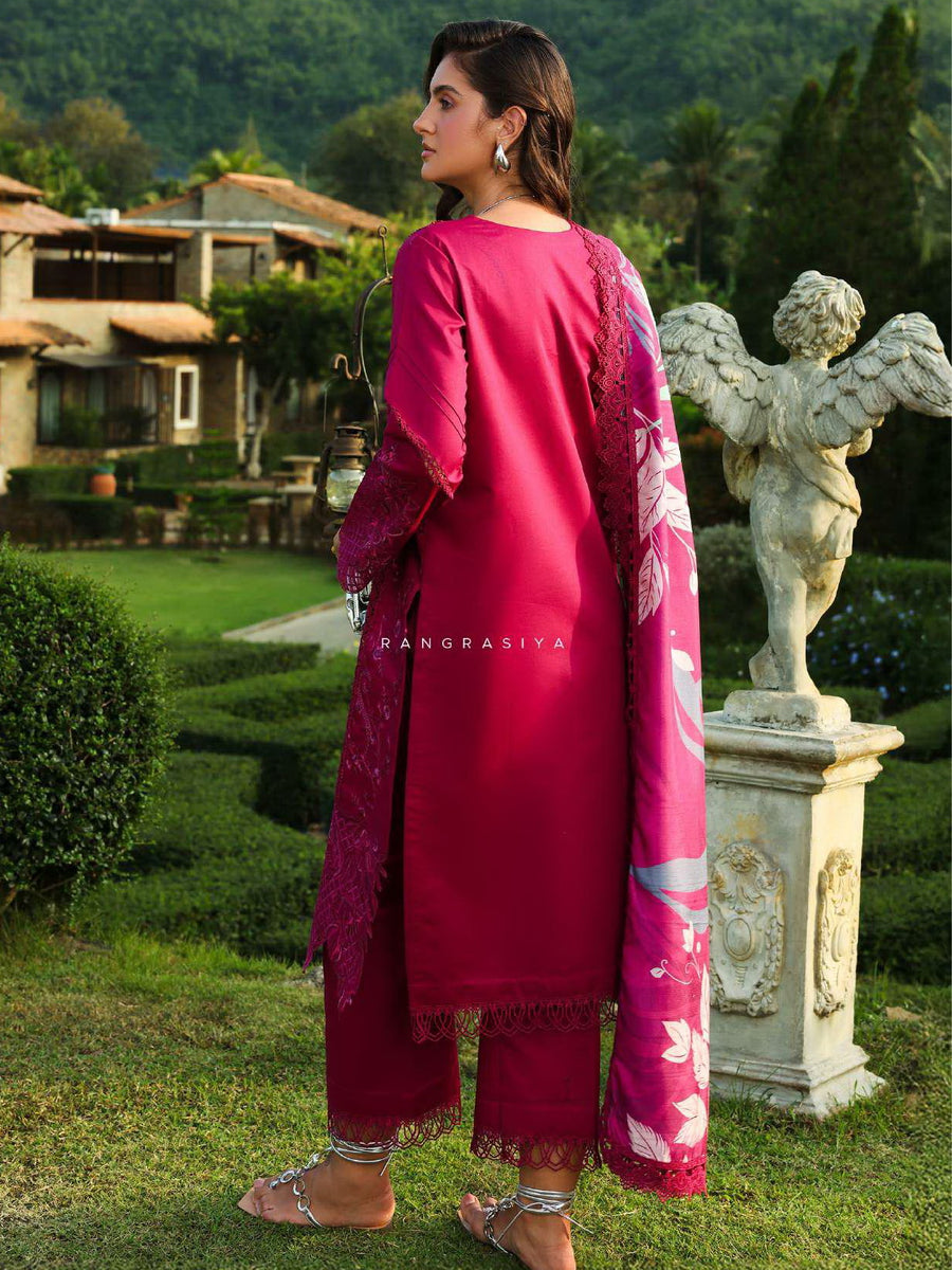 Rang Rasiya Florence Embroidered Lawn Unstitched 3Pc Suit D-07 MIRAAL