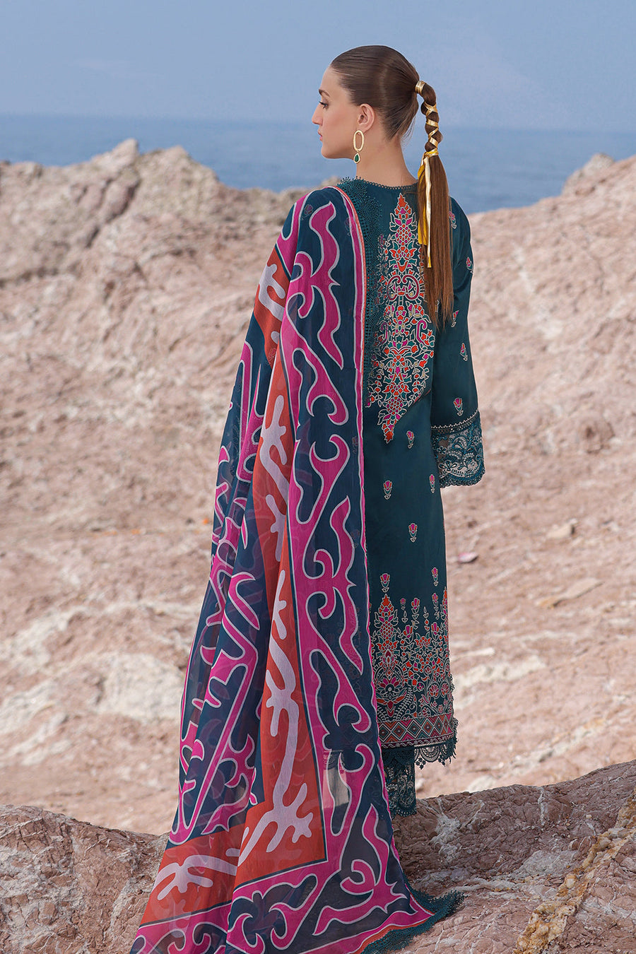 Ayzel Tropicana Embroidered Lawn Unstitched 3Pc Suit AZL-24-V2-07 Peacock