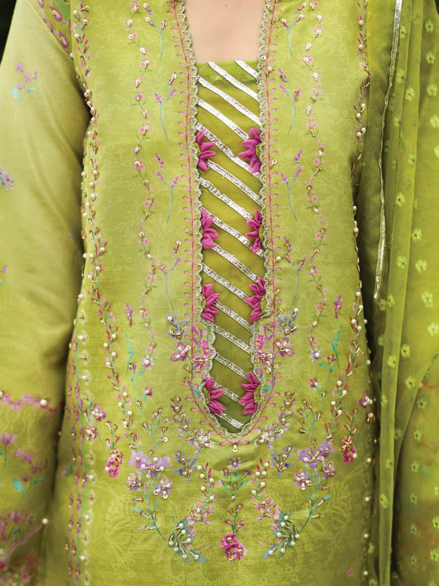 Rang Rasiya Luxury Silk Unstitched Embroidered 3Pc Suit D-08 Radin