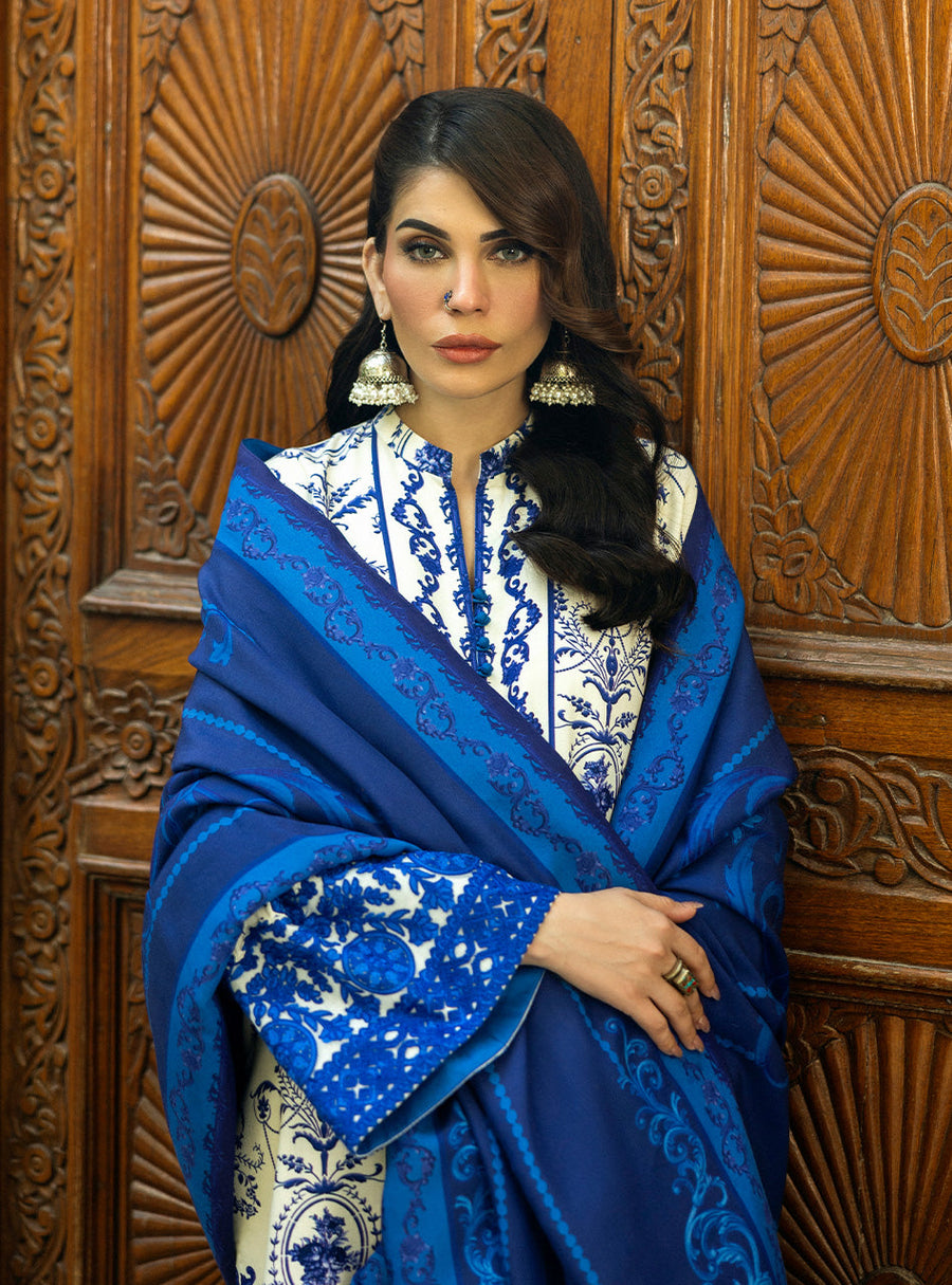 Zainab Chottani Embroidered Herringbone Unstitched 3Pc Suit D-07 Rania