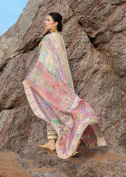 Sadaf Fawad Khan Siraa Embroidered Lawn Unstitched 3Pc Suit D-07 SUNEHRI