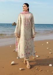 Sadaf Fawad Khan Siraa Embroidered Lawn Unstitched 3Pc Suit D-07 SUNEHRI