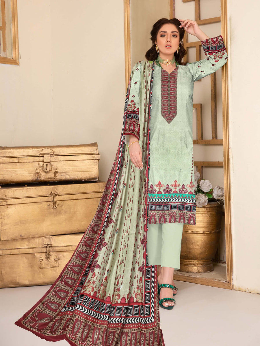Rashk e Qamar Digital Printed Linen Unstitched 3Pc Suit D-07