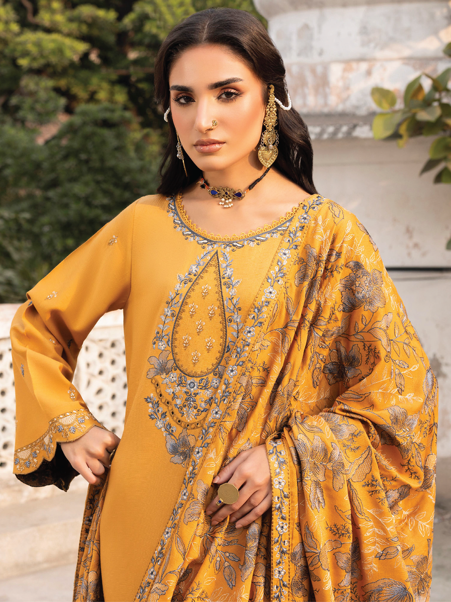 CELTS Mehr Premium Embroidered Karandi Unstitched 3Pc Suit D-07