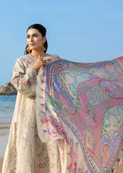 Sadaf Fawad Khan Siraa Embroidered Lawn Unstitched 3Pc Suit D-07 SUNEHRI