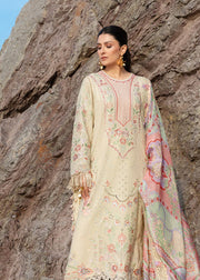 Sadaf Fawad Khan Siraa Embroidered Lawn Unstitched 3Pc Suit D-07 SUNEHRI