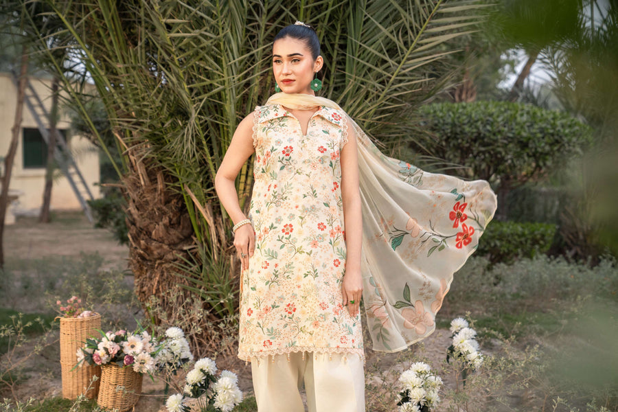 Spring Bell by Sanam Saeed Embroidered Lawn Unstitched 3Pc Suit D-07