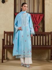 Raha by RajBari Premium Summer Embroidered Lawn Unstitched 3Pc Suit D-07