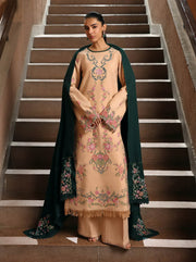 RajBari Premium Embroidered Peach Unstitched 3Pc Suit D-07