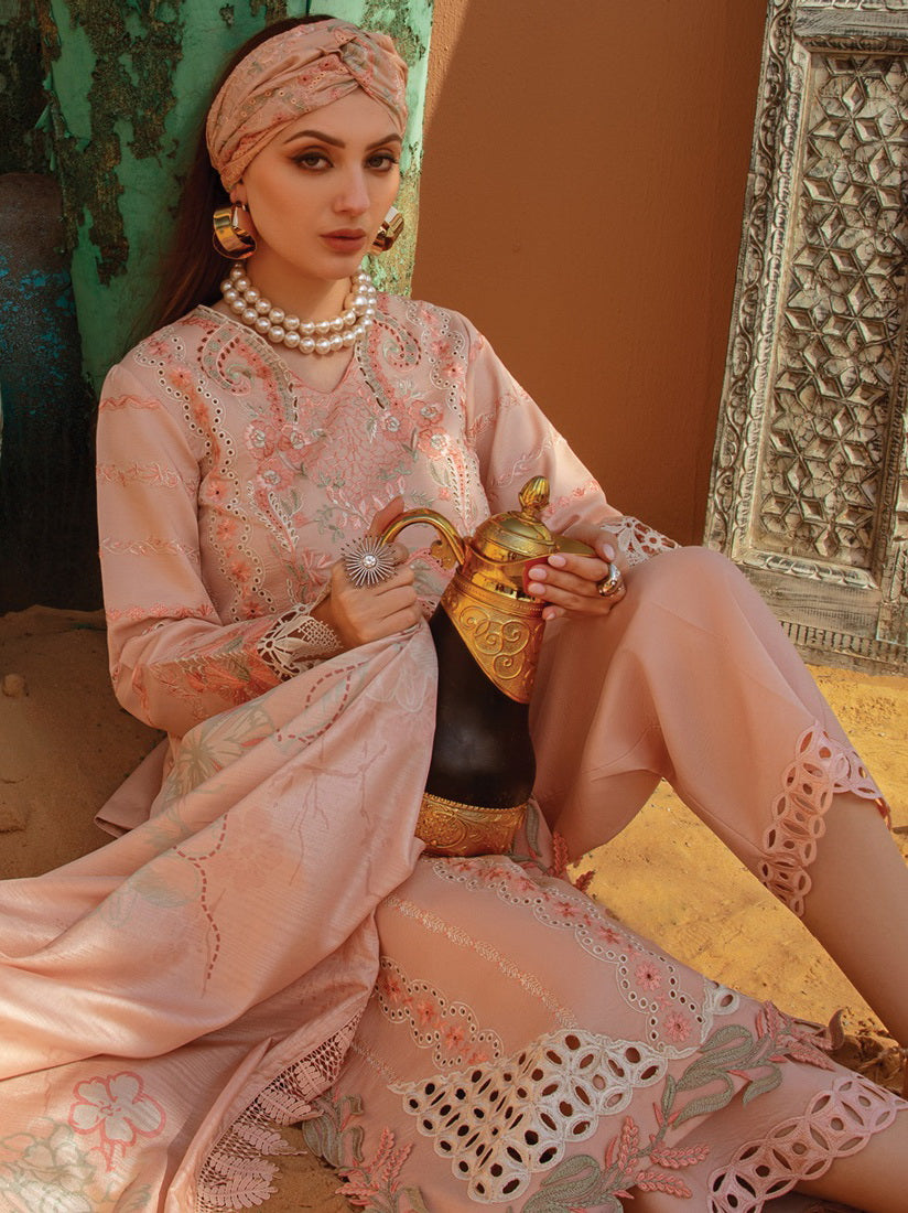 Rang Rasiya Premium Embroidered Lawn Unstitched 3Pc Suit D-07 MINAAL