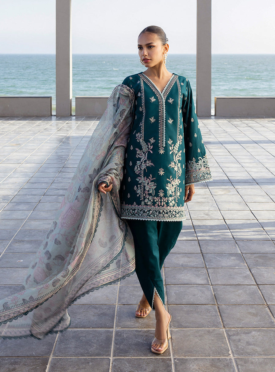 Zainab Chottani Tahra Embroidered Lawn Unstitched 3Pc Suit D-08 MINA