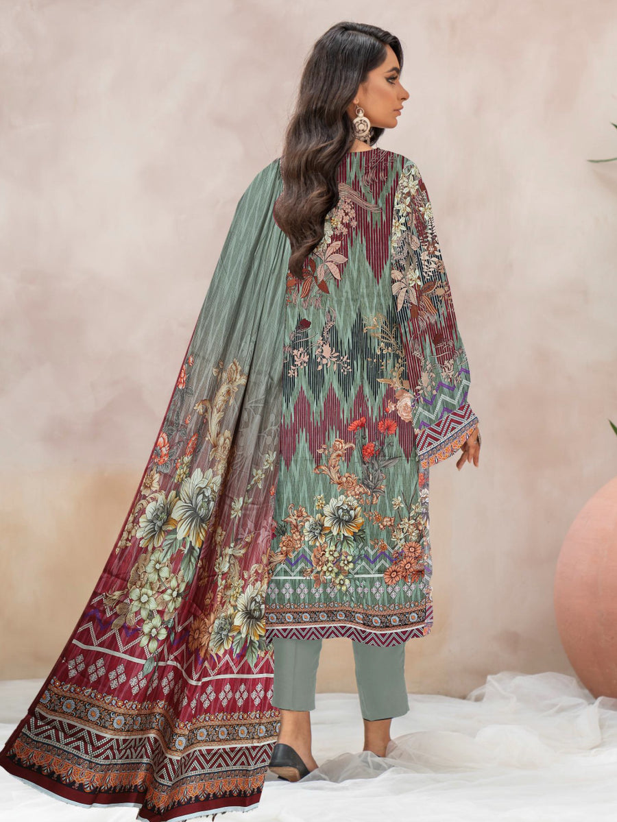 Rashk e Qamar Digital Printed Unique Linen Unstitched 3Pc Suit D-08
