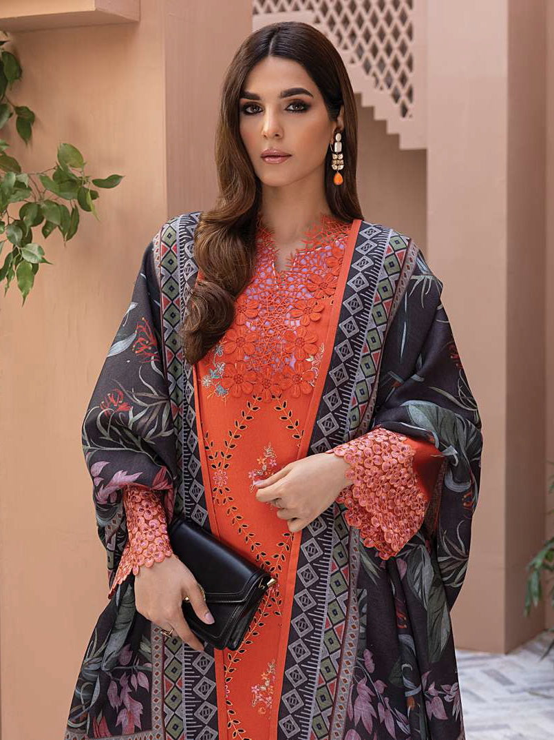 Rang Rasiya Carnation Embroidered Karandi 3Pc Suit D-08 DILARA