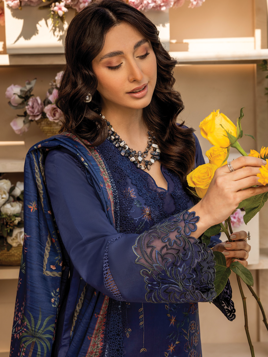 Rang Rasiya Florence Embroidered Lawn Unstitched 3Pc Suit D-08 SAFINA