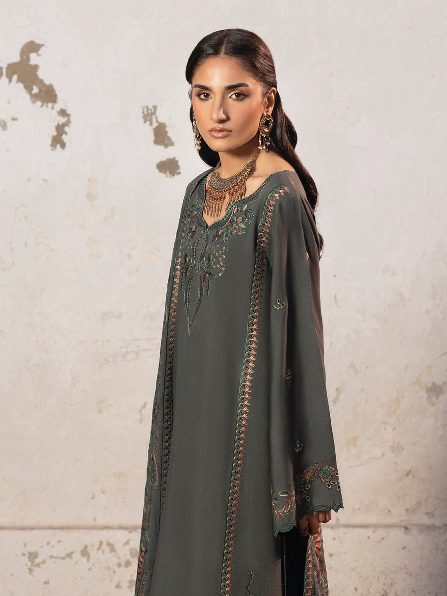 CELTS Mehr Premium Embroidered Karandi Unstitched 3Pc Suit D-08