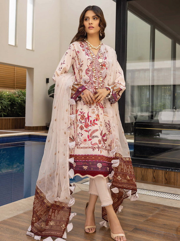 Belle ame by Humdum Embroidered Lawn Unstitched 3Pc Suit D-08