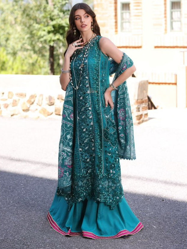 Noor by Saadia Asad Embroidered Chiffon Unstitched 3Pc Suit D-08 ZARISH