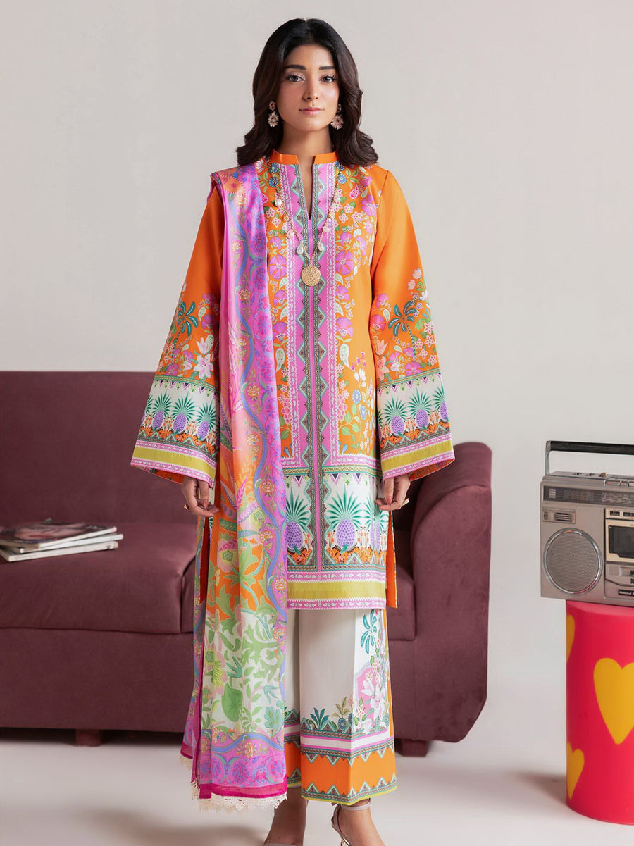 RajBari Amal Summer Prints Exclusive 3Pc Unstitched Lawn Suit D-08