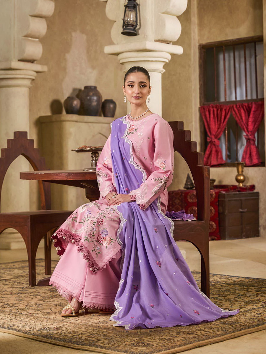 Raha by RajBari Premium Summer Embroidered Lawn Unstitched 3Pc Suit D-08