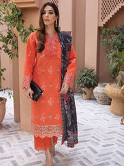 Rang Rasiya Carnation Embroidered Karandi 3Pc Suit D-08 DILARA