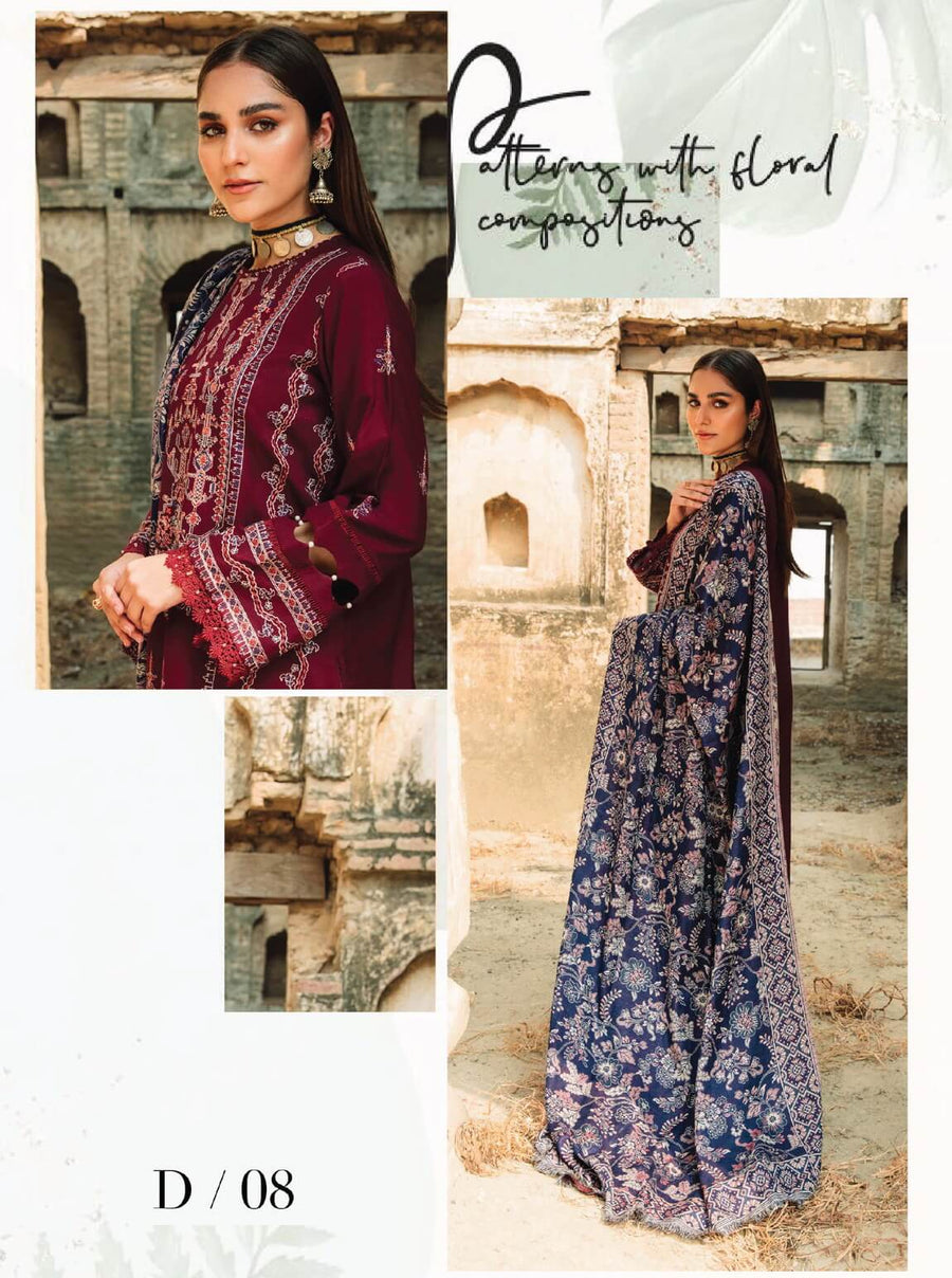 Carvaan by Humdum Embroidered Wool Unstitched 3Pc Suit D-08