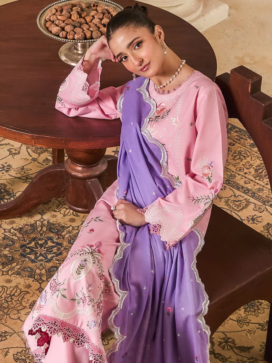 Raha by RajBari Premium Summer Embroidered Lawn Unstitched 3Pc Suit D-08