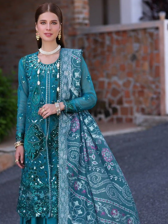 Noor by Saadia Asad Embroidered Chiffon Unstitched 3Pc Suit D-08 ZARISH