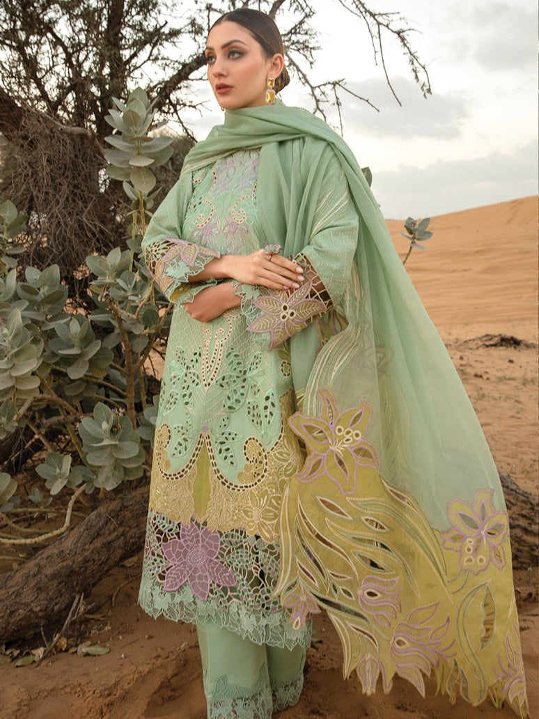 Rang Rasiya Premium Embroidered Lawn Unstitched 3Pc Suit D-08 ELNAZ