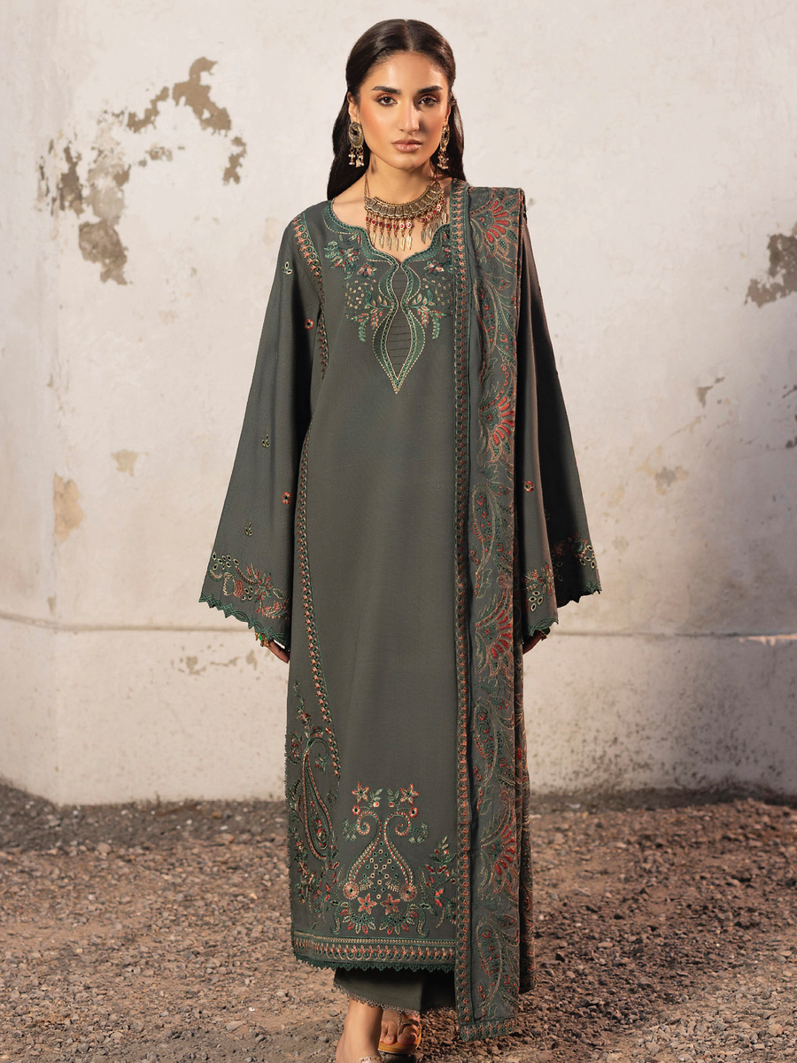 CELTS Mehr Premium Embroidered Karandi Unstitched 3Pc Suit D-08