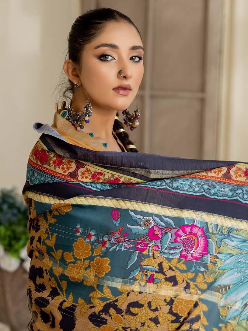Waresha Kumash Luxury Embroidered Staple Unstitched 3Pc Suit D-08