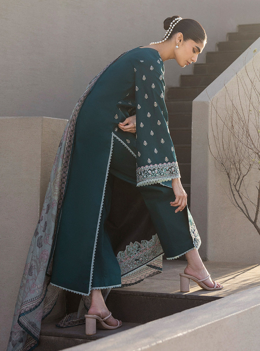 Zainab Chottani Tahra Embroidered Lawn Unstitched 3Pc Suit D-08 MINA