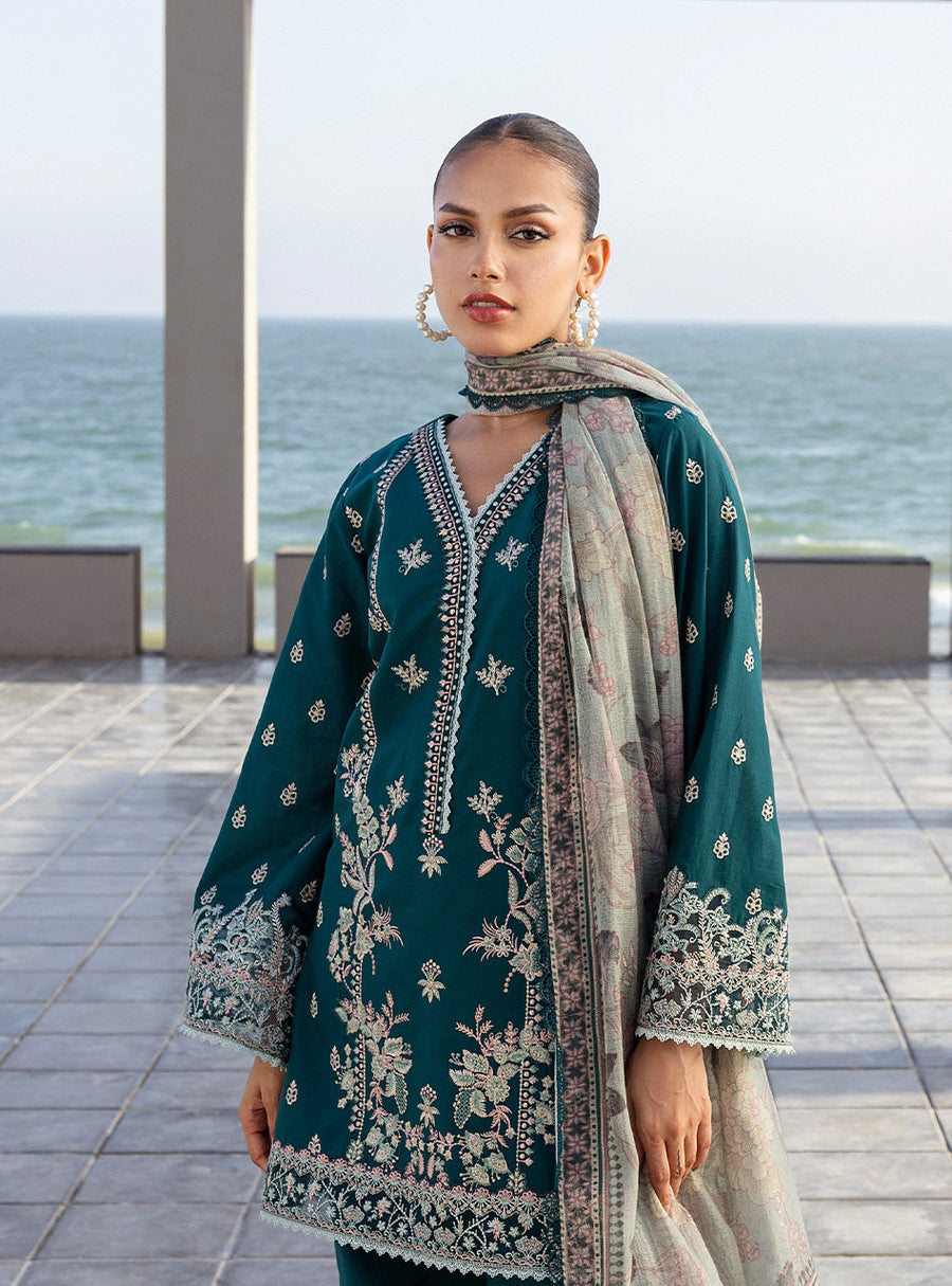 Zainab Chottani Tahra Embroidered Lawn Unstitched 3Pc Suit D-08 MINA