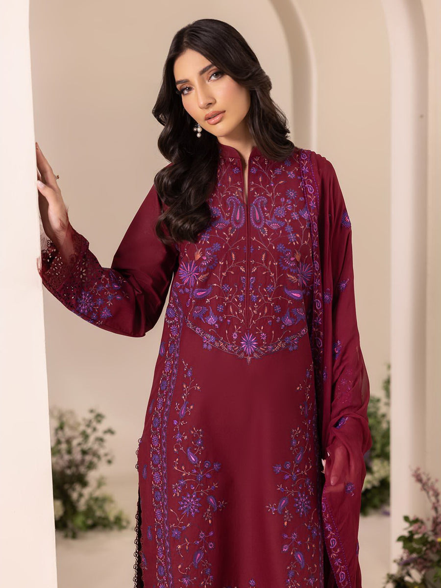 RajBari Premium Embroidered Lawn Unstitched 3Pc Suit D-08
