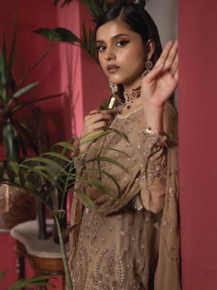 Heer by Humdum Embroidered Chiffon Unstitched 3PC Suit HR-08