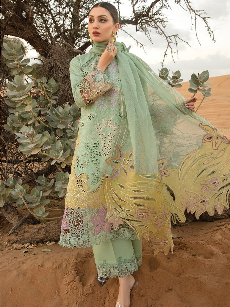 Rang Rasiya Premium Embroidered Lawn Unstitched 3Pc Suit D-08 ELNAZ