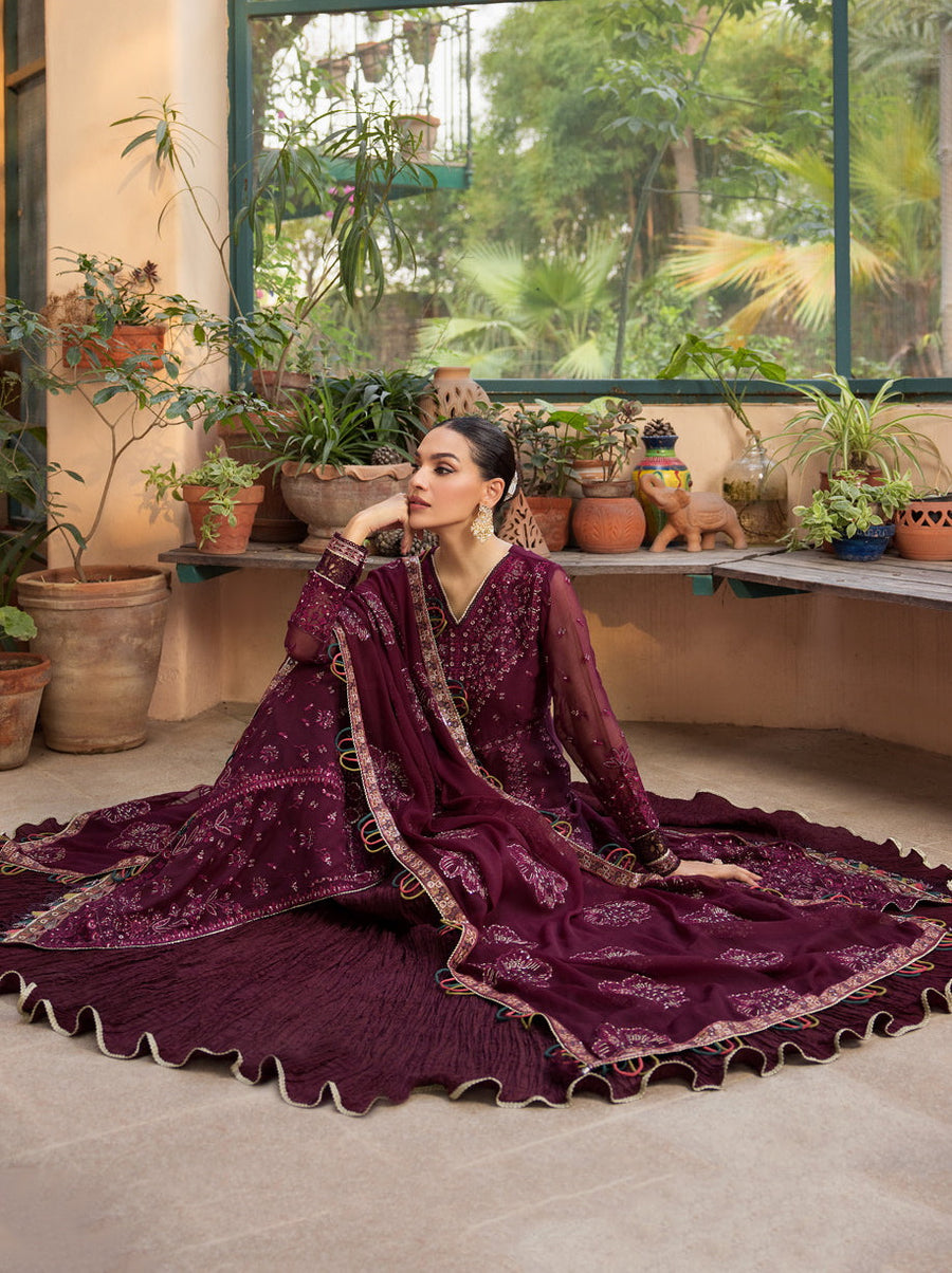 LaMode by Xenia Formals Unstitched Chiffon 3Pc Suit D-08 MARISA