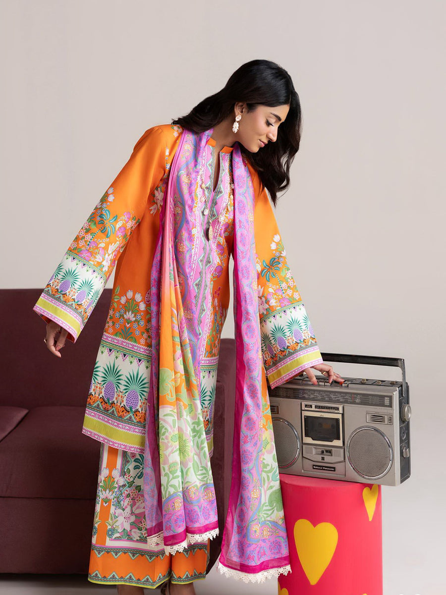 RajBari Amal Summer Prints Exclusive 3Pc Unstitched Lawn Suit D-08