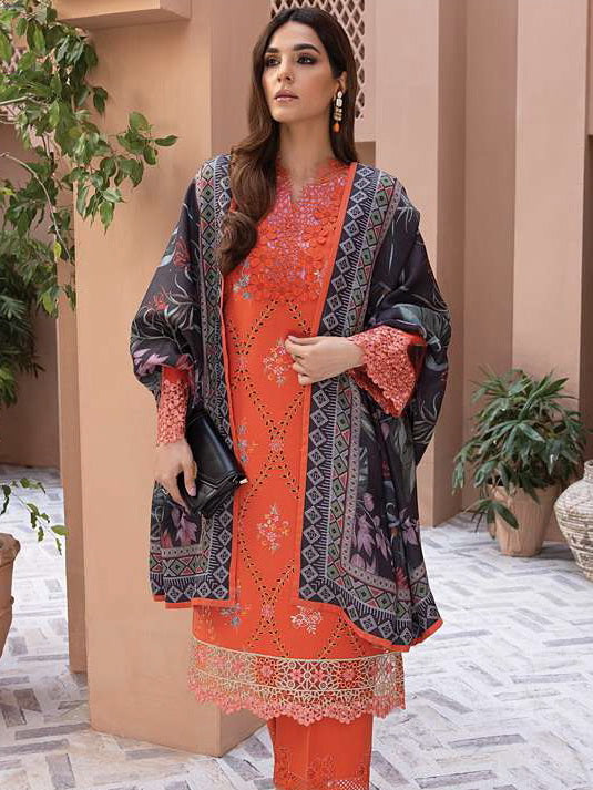 Rang Rasiya Carnation Embroidered Karandi 3Pc Suit D-08 DILARA