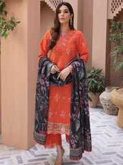Rang Rasiya Carnation Embroidered Karandi 3Pc Suit D-08 DILARA