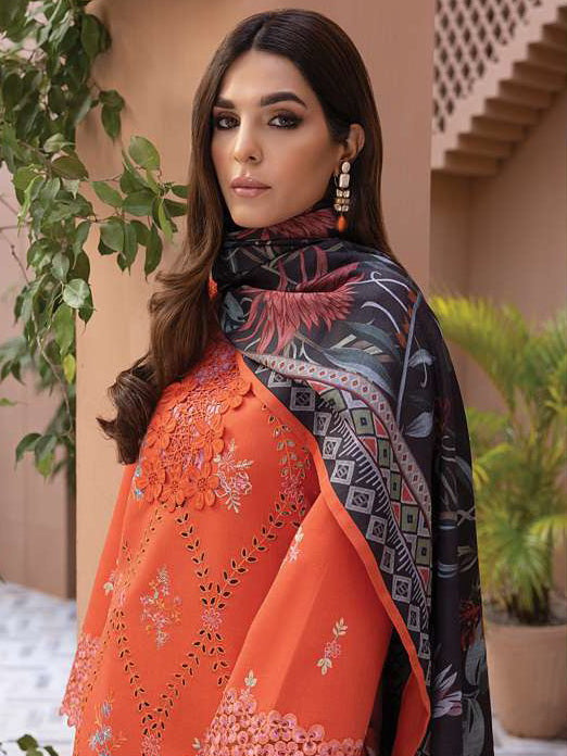 Rang Rasiya Carnation Embroidered Karandi 3Pc Suit D-08 DILARA