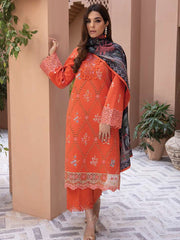 Rang Rasiya Carnation Embroidered Karandi 3Pc Suit D-08 DILARA