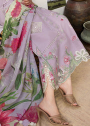 Saira Shakira Bloom Embroidered Lawn Unstitched 3Pc Suit D-08A IRIS