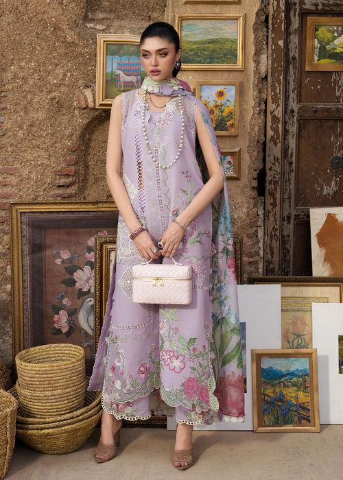 Saira Shakira Bloom Embroidered Lawn Unstitched 3Pc Suit D-08A IRIS