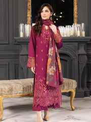 Rang Rasiya Carnation Embroidered Khaddar Unstitched 3Pc Suit D-08