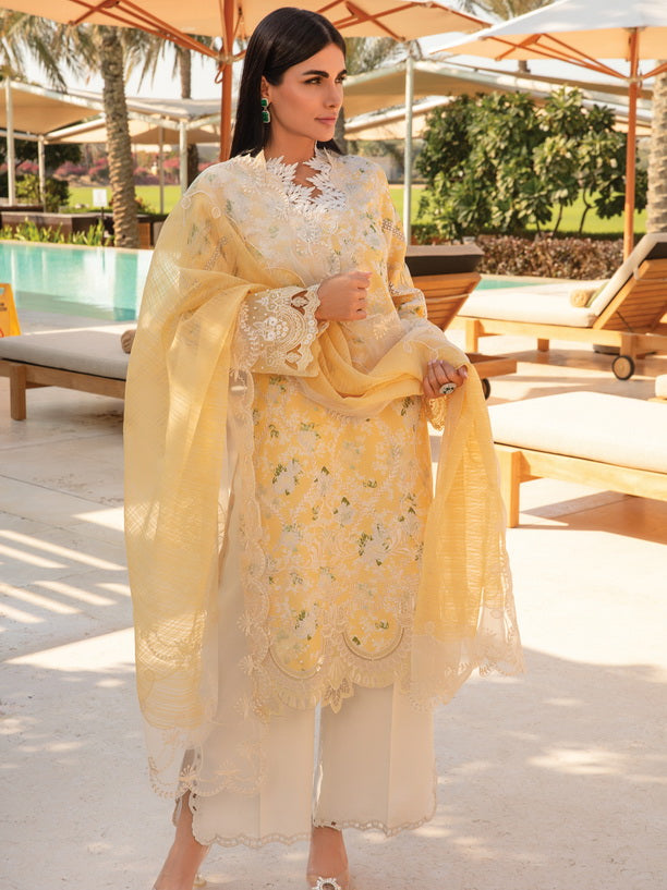 Rang Rasiya Carnation Embroidered Lawn Unstitched 3Pc Suit D-08 Ariana
