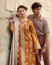 Rang Rasiya Carnation Embroidered Karandi Unstitched 3Pc Suit D-07 Cappucino