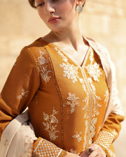 Rang Rasiya Carnation Embroidered Karandi Unstitched 3Pc Suit D-07 Cappucino