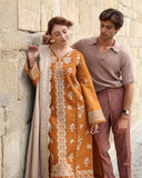 Rang Rasiya Carnation Embroidered Karandi Unstitched 3Pc Suit D-07 Cappucino