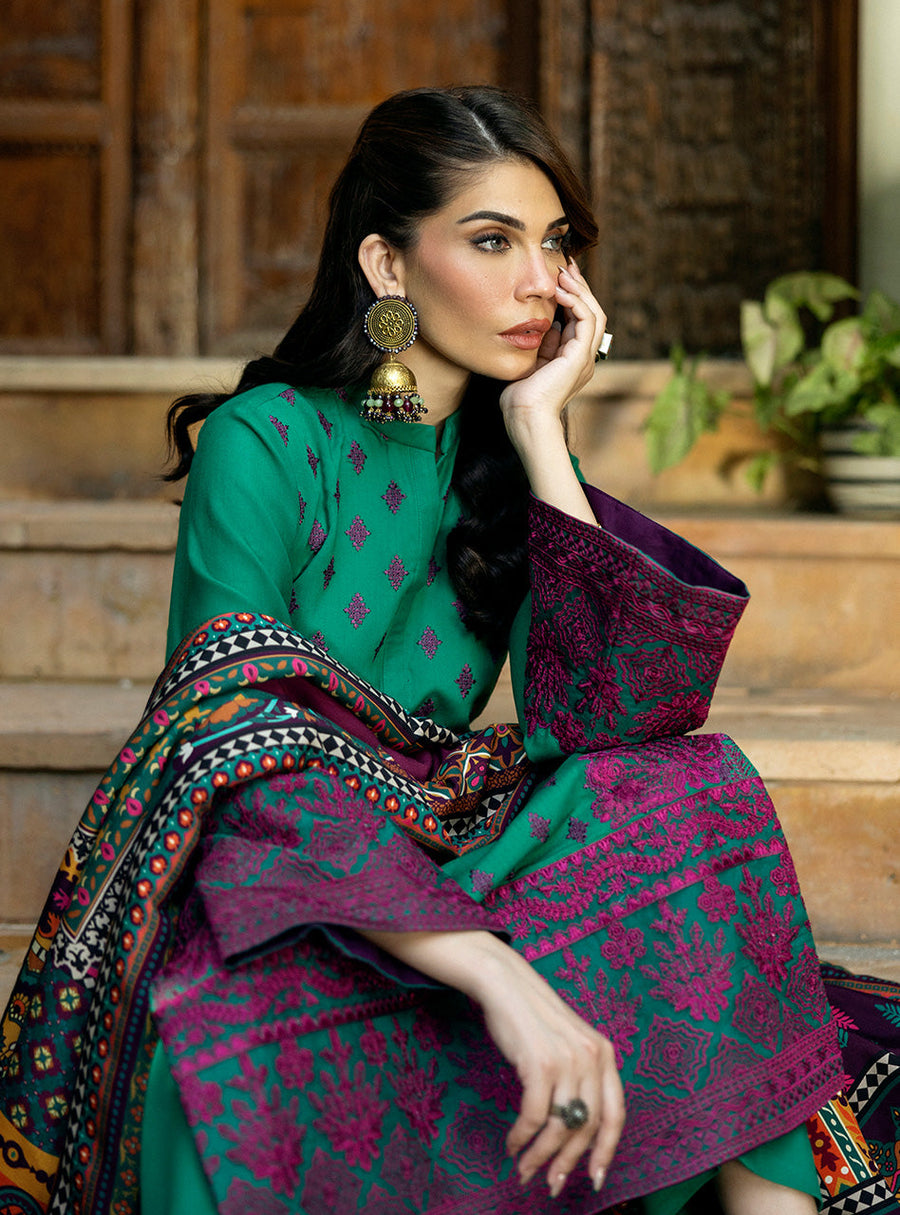 Zainab Chottani Embroidered Herringbone Unstitched 3Pc Suit D-08 Esha