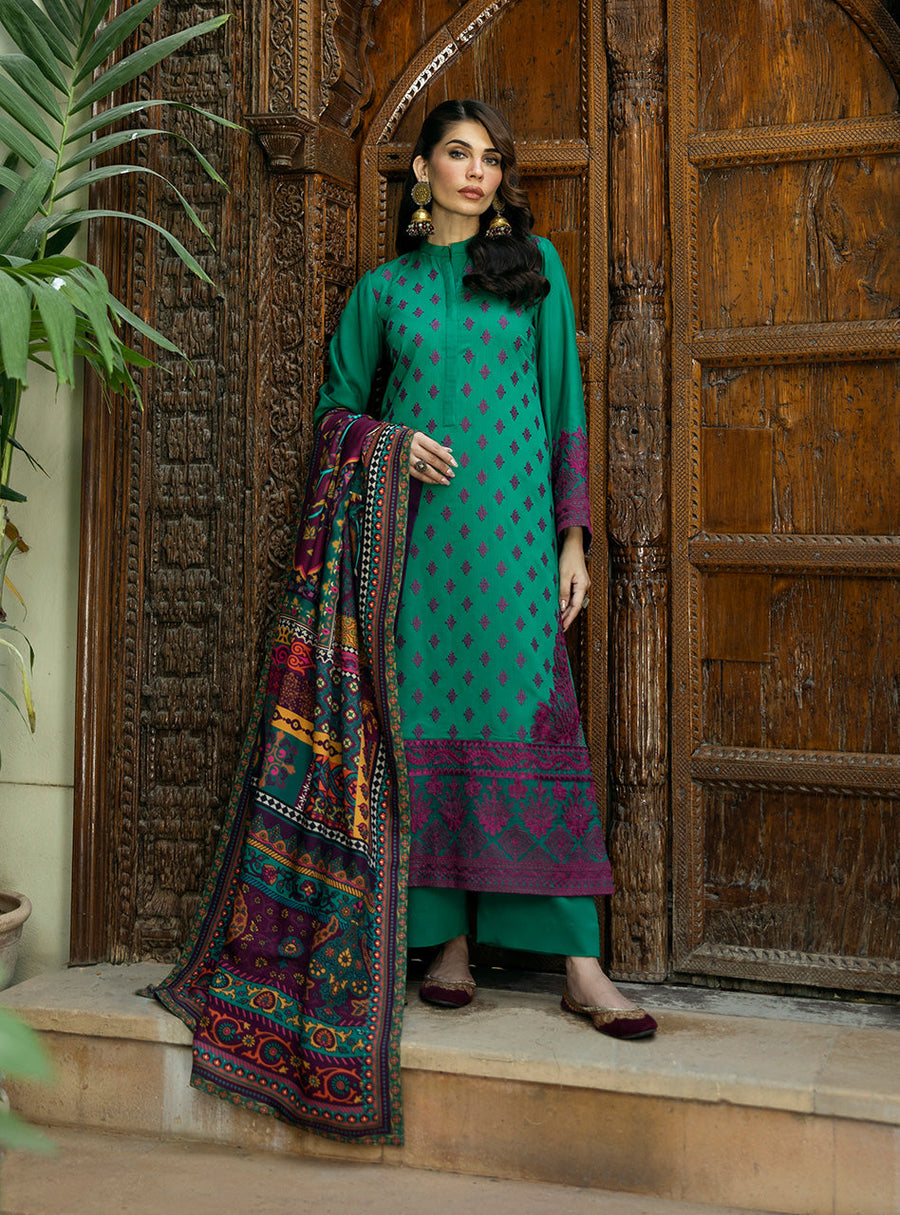 Zainab Chottani Embroidered Herringbone Unstitched 3Pc Suit D-08 Esha
